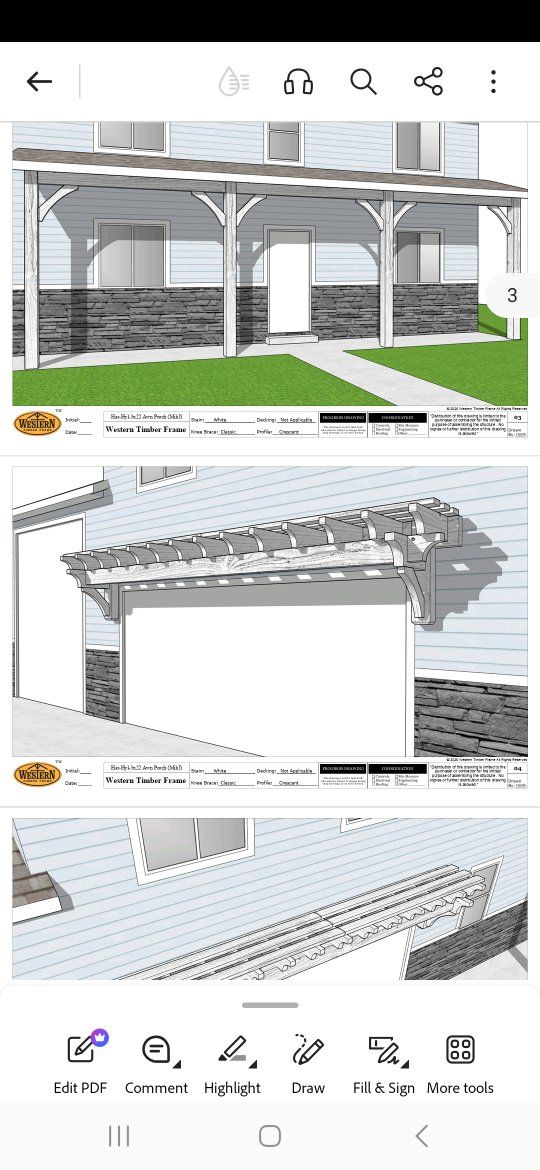 Western Timber Frame Porch Kit - 8x12 Acre Porch Design - White - New Condition