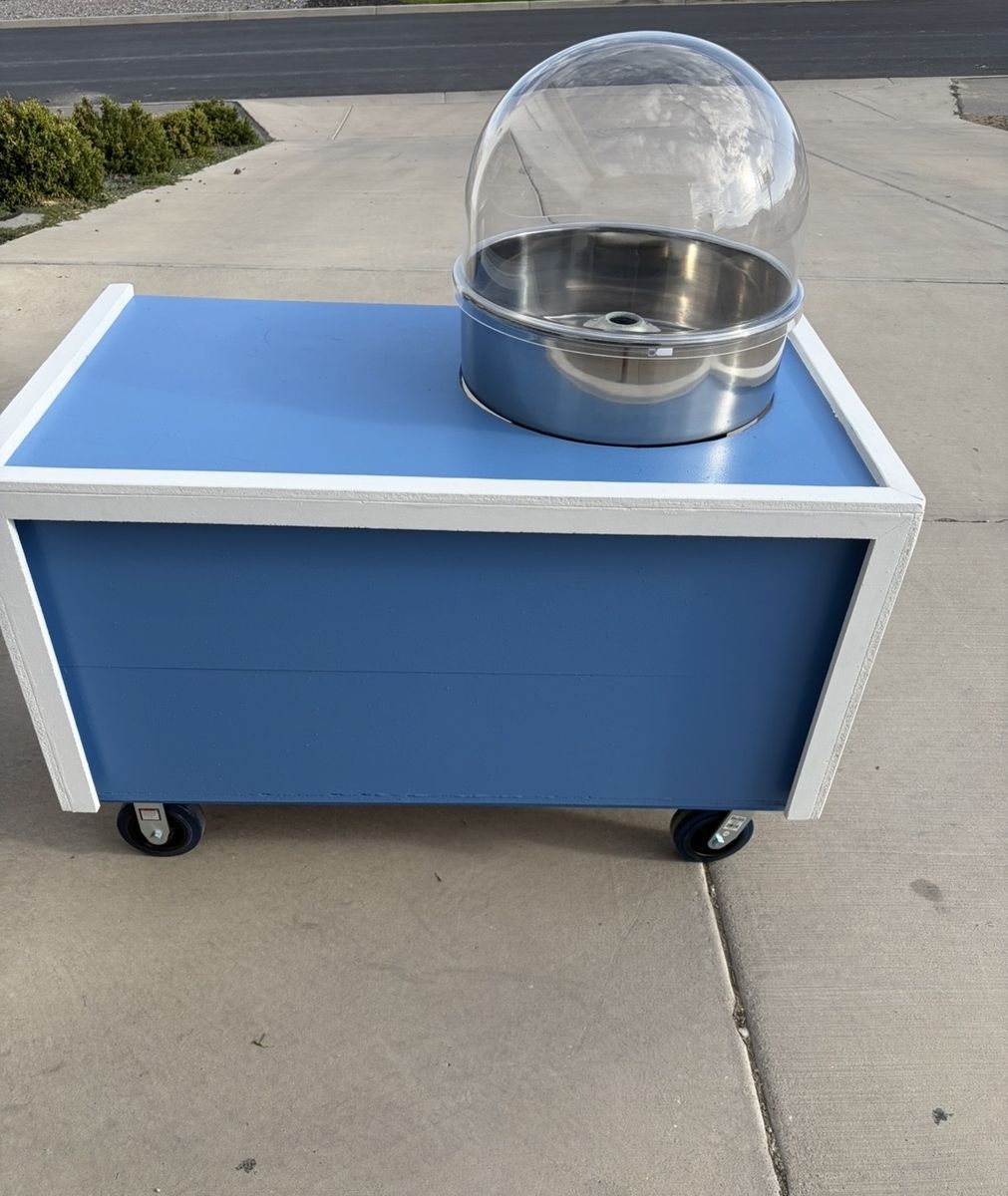 Cotton Candy Machine with Stand - Blue & White Cart - Used, Excellent Condition