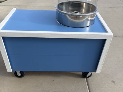 Cotton Candy Machine with Stand - Blue & White Cart - Used, Excellent Condition