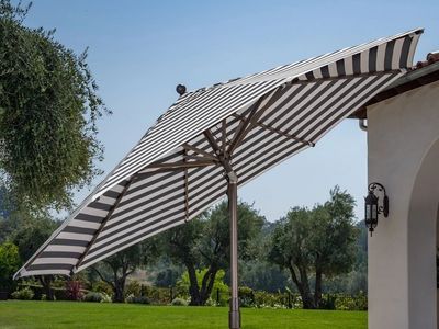 SunVilla 11’ Round Cabana Stripe Aluminum Market Umbrella, Beige #98106