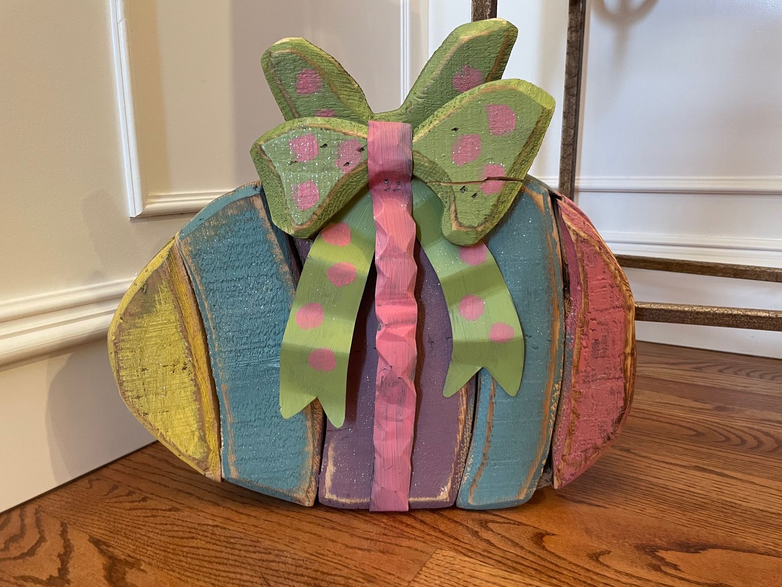 Large Colorful Easter Egg Wooden Decoration