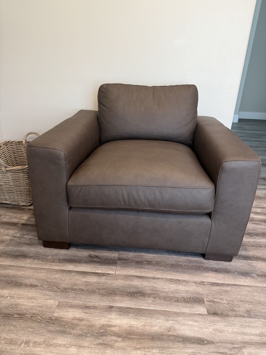 Mason II chocolate leather armchair from living spaces