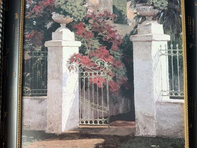 Framed "Italian Villa Gate" Print by T.C. Chiu - Impressionist Style Wall Art