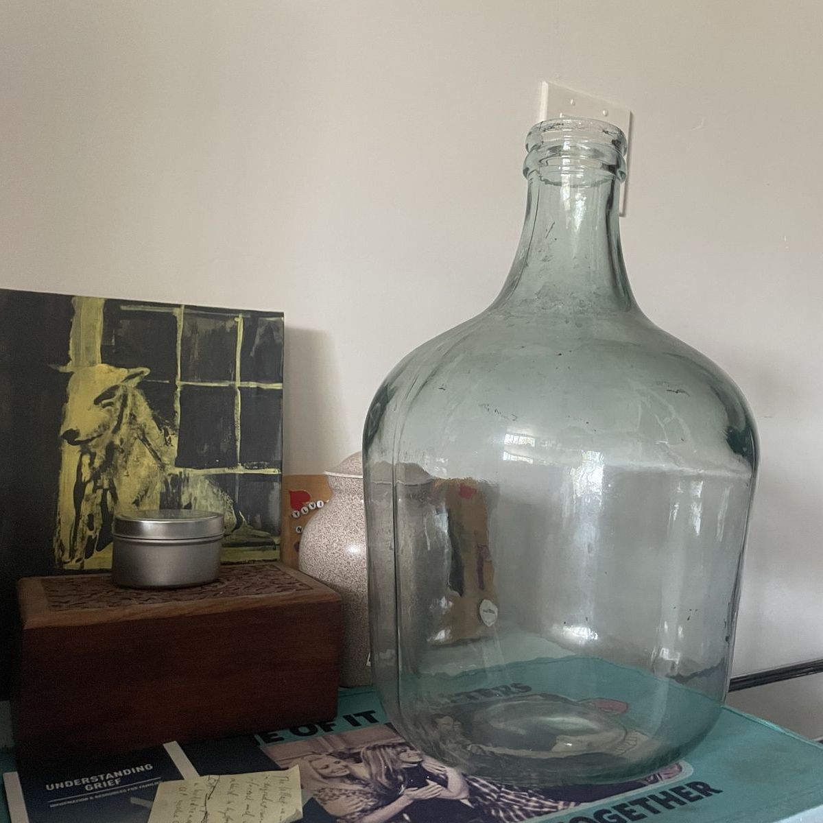 Large Thick Glass Decorative Jug/ Vase