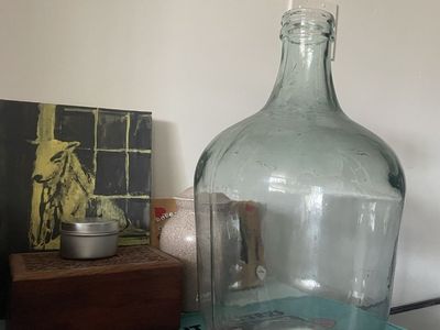 Large Thick Glass Decorative Jug/ Vase