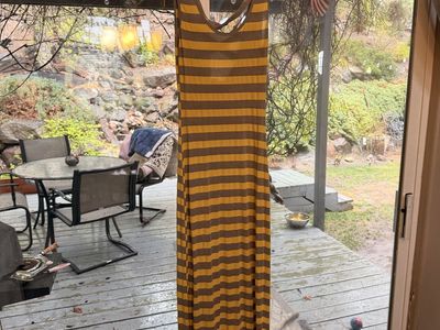 Yellow and grey striped dress size smalll