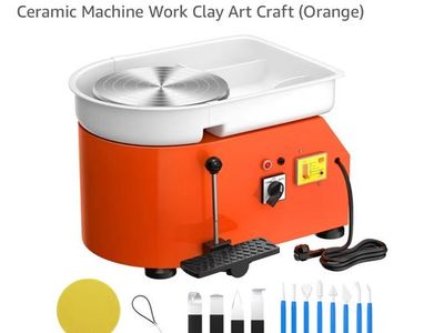 Vivohome Electric Pottery Wheel with Foot Pedal & Clay Tools (Orange)