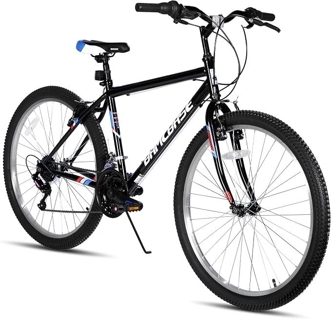 HILAND 24 inch Mountain Bike, 18 Speeds High-Carbon Steel Frame, Sport Cycling MTB Bicycle, Black