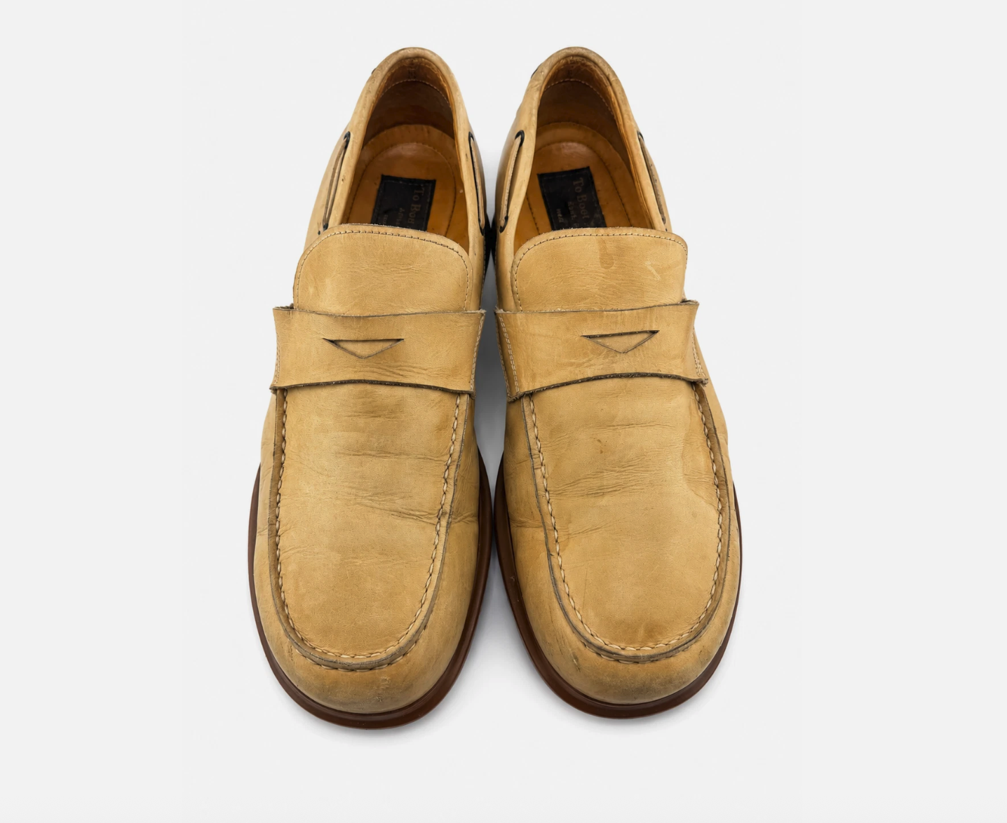 To Boot New York Adam Derrick Mens 9 Beige Leather Penny Loafers Made Italy EU42