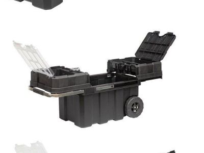 HART mobile Tool Box with Wheels, Large Rolling Storage Chest, Black