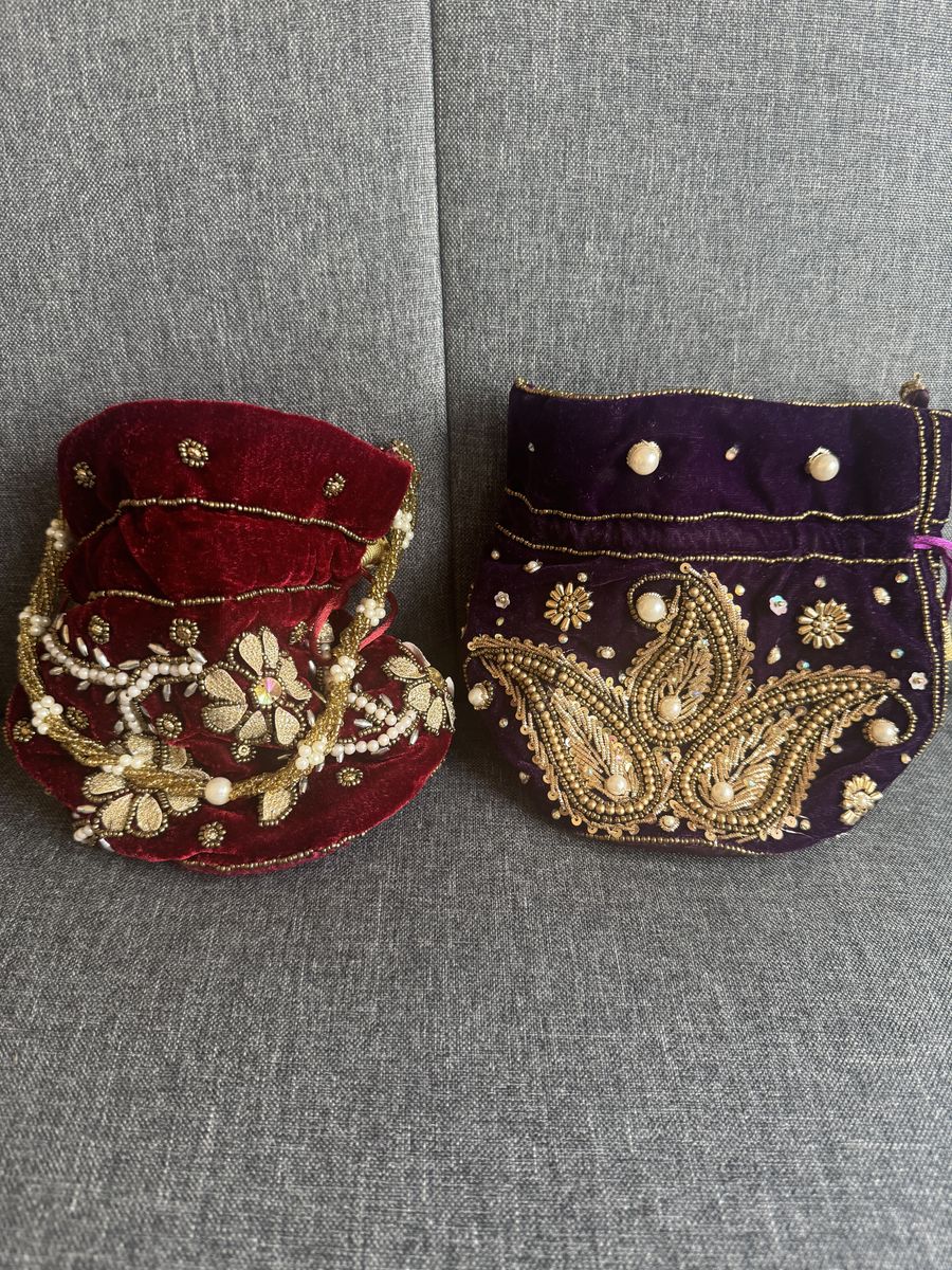 Handmade Indian Velvet Potli Bag - 2 Pieces (Brand new)
