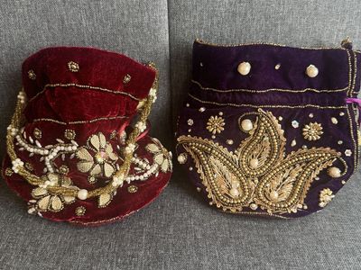 Handmade Indian Velvet Potli Bag - 2 Pieces (Brand new)