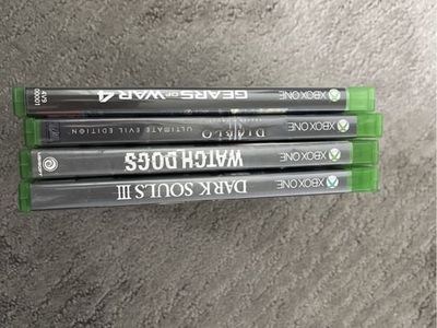 Xbox box and games