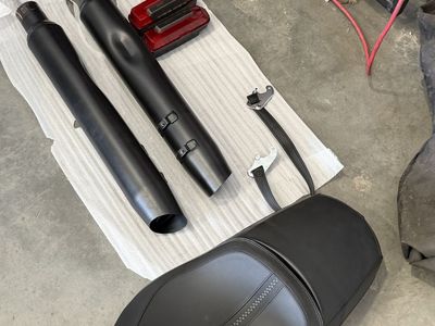 Harley Davidson Motorcycle Exhaust Pipes & Seat - Black, Excellent Condition