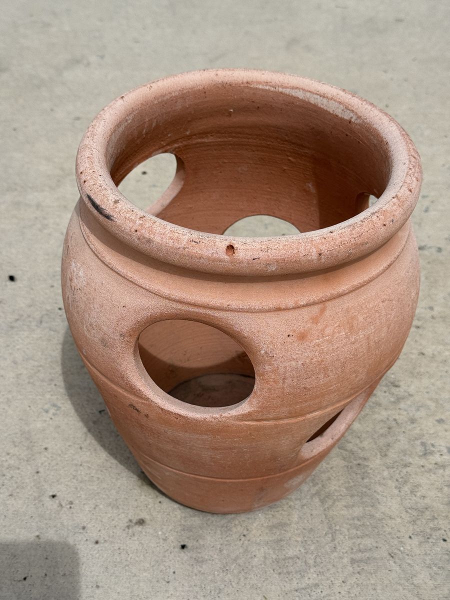 Classic Terracotta Strawberry & Herb Planter Pot with Side Pockets