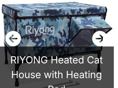 Riyong Outdoor Heated Cat House Waterproof Weather-Resistant Blue Camo Elevated (NEW)