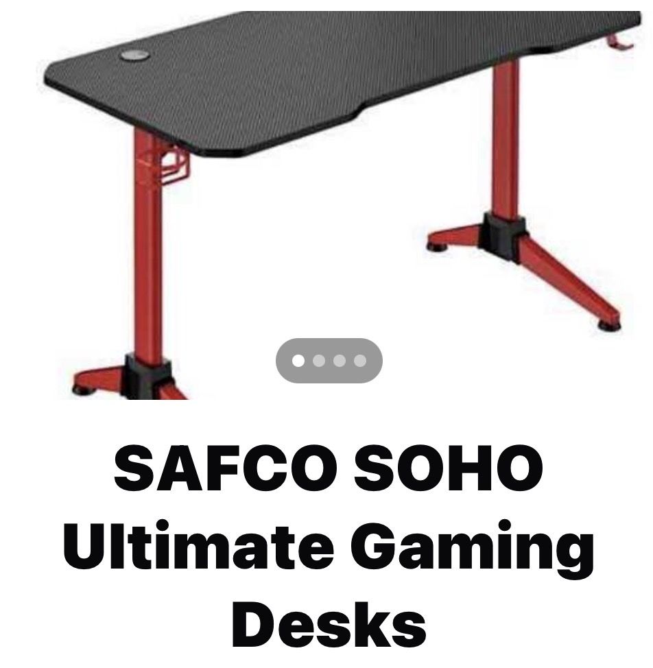 SAFCO SOHO Ultimate Gaming Desk - 47.2" W x 23.6" D - Red/Black, New