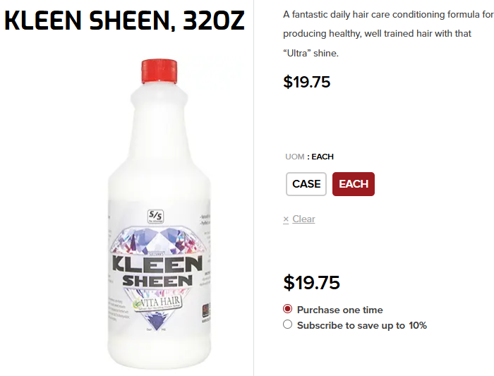 11 New - Quart (32oz) Bottles of Kleen Sheen Vita Hair