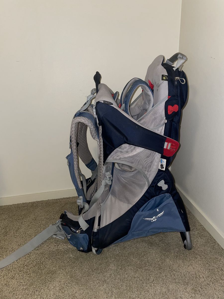 Osprey Poco AG Plus Child Carrier Backpack Blue Gray Hiking Trail Pack