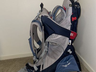 Osprey Poco AG Plus Child Carrier Backpack Blue Gray Hiking Trail Pack