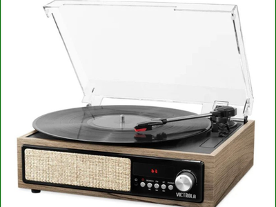 (New in Box) Victrola 3-in-1 Bluetooth Record Player - Farmhouse Walnut