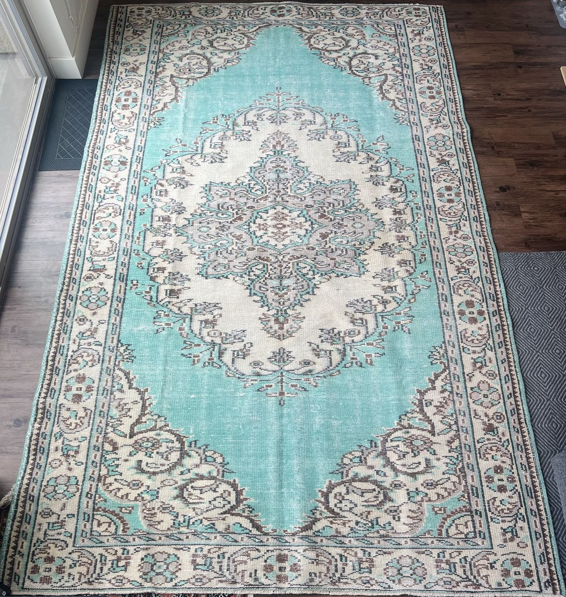 Vintage Hand-Knotted Turkish Area Rug - 6’ x 10’