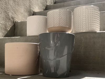 Set of 5 Modern Ceramic Planters - Assorted Colors & Textures, Indoor/Outdoor Decor
