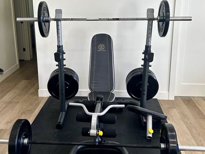 440lb Rubber Olympic Weights, Bench + Squat Rack