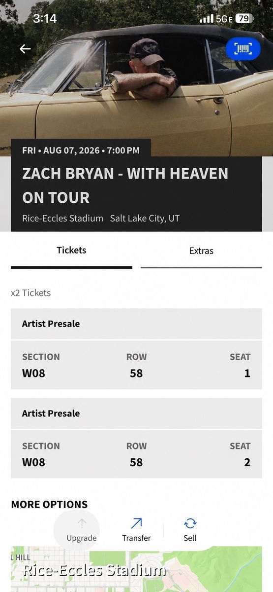 Zach Bryan -2 Tickets section W08 | Aisle seats. Aug 7th 2026 -250 for two tickets