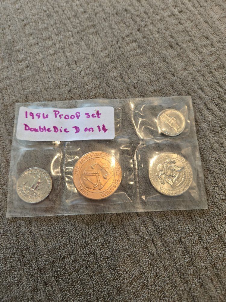1986 Proof Set with Double Die D on 1 cent - US Mint Coins Collection