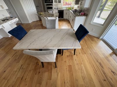 Valentino Marble and Black Dining Room Table and 4 Velvet Dining Chairs $1000 cash/venmo in Draper