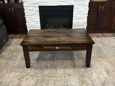 Rustic, solid wood, dark walnut coffee table