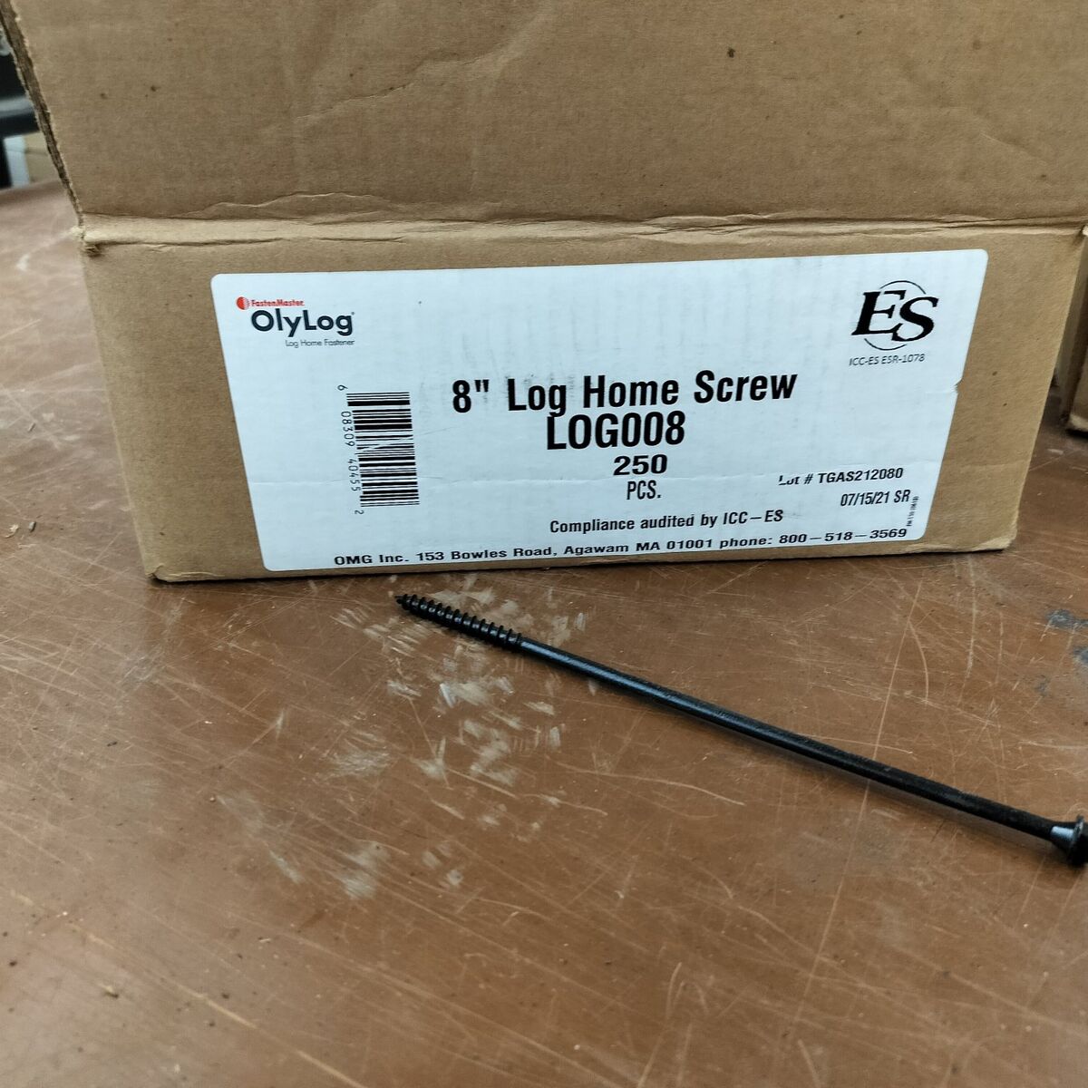 8" Log Lags home screws