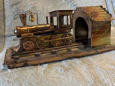 Handcrafted Metal Train on Tracks Figurine- music box plays “Chattanooga Choo Choo”