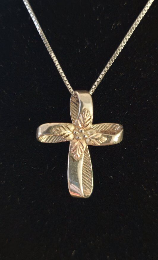 Vntg SS 925 W/12K ROSE GOLD Cross Pendant
