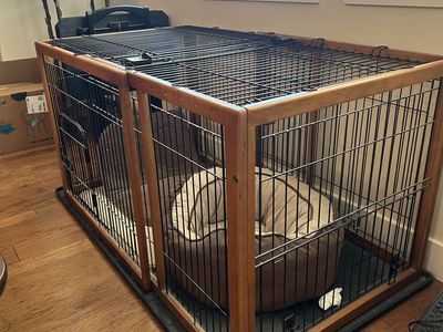 Deluxe Extra Large Wood & Black Metal Dog Crate