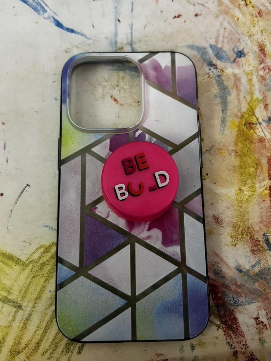 Geometric Pattern Phone Case for iPhone 15 with PopSocket - 'Be Bold'