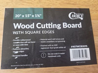 Choice 20" x 15" x 1 3/4" Wood Commercial Cutting Board Butcher Block Square Edges