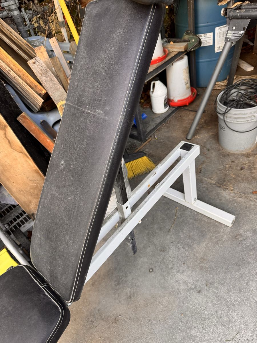 Adjustable Weight Bench - Black and White Fitness Equipment