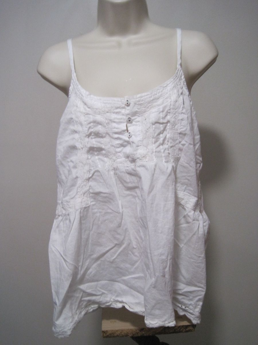 Vintage Converse One Star Women's Large Spaghetti Strap Cotton Tank Top White