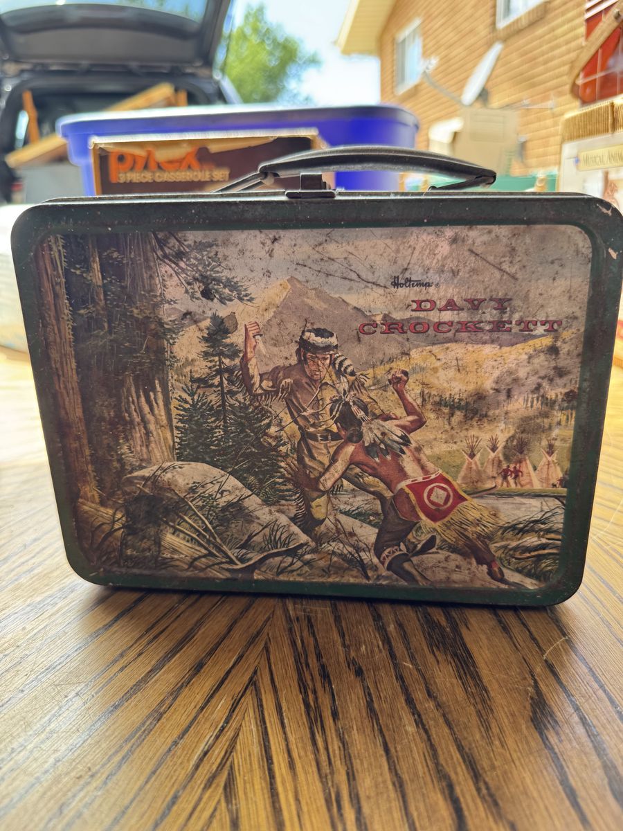 Davy Crockett Metal Lunchbox 1955 w/ Thermos American Thermos Bottle Co. Holtemp