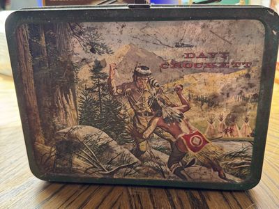 Davy Crockett Metal Lunchbox 1955 w/ Thermos American Thermos Bottle Co. Holtemp