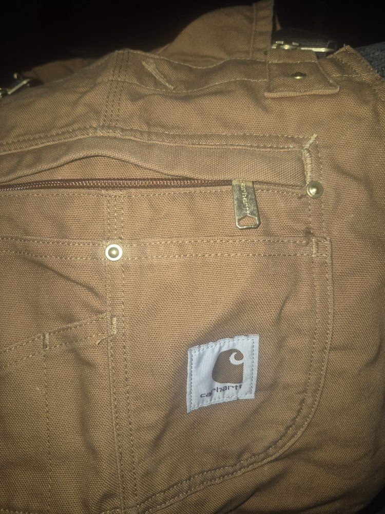 Carhartt Duck Bib Overalls - Men's Brown, Waist 34, Inseam 32, Excellent Condition