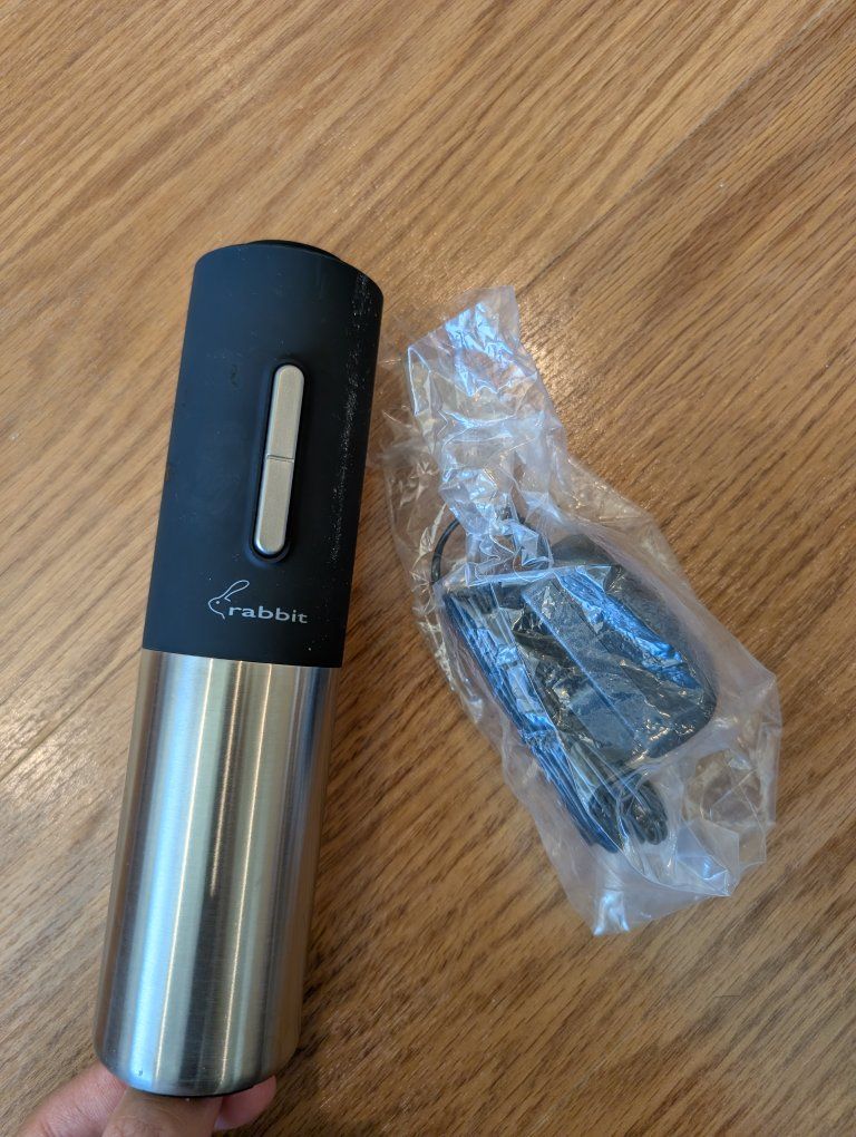 Rabbit Electric Corkscrew Wine Opener - Black & Stainless Steel
