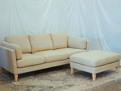 Cream / Beige Sofa with Matching Ottoman