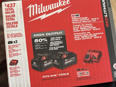 Milwaukee M18 REDLITHIUM XC6.0 High Output Battery System Starter Kit (2 Batteries + Charger)