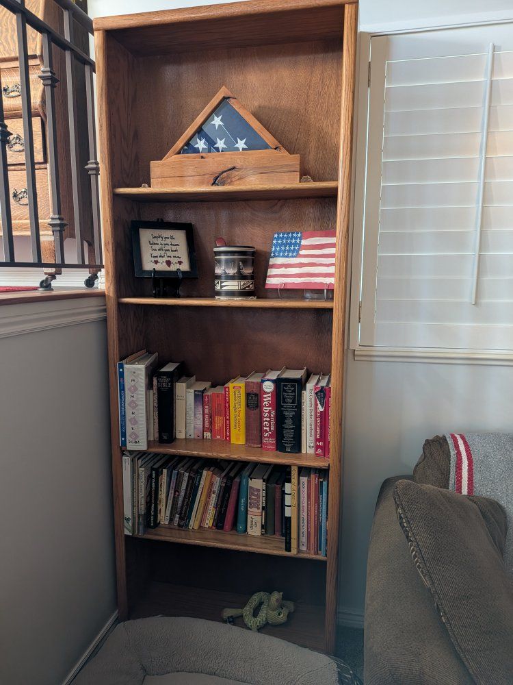 Wood Bookcase with 5 Shelves - Oak Finish Storage Unit
