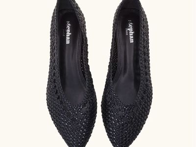 Stephan Paris Women's Black Woven Pointed Toe Flats - Size 7.5, New with Box