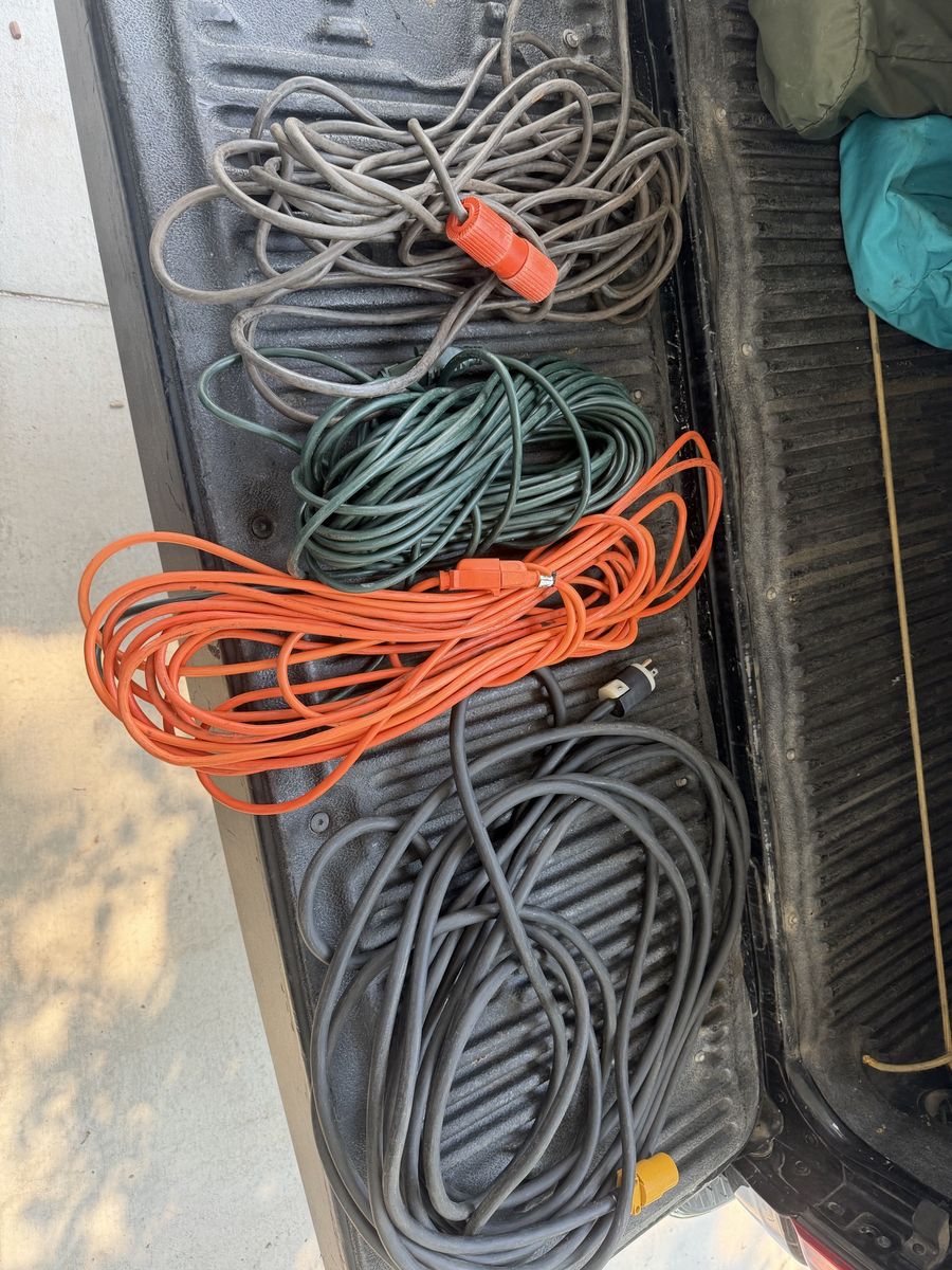 Assorted Heavy-Duty Extension Cords - Set of 3. Cash  ONLY!  No orange cord.
