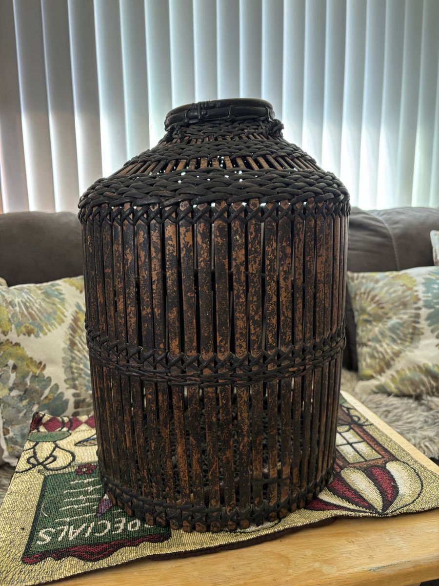 Vintage decorative woven bamboo basket
